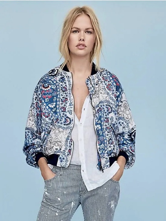 Free People Jackets & Blazers - Free People Daytrip Paisley Bomber Jacket, full-zip quilted oversized